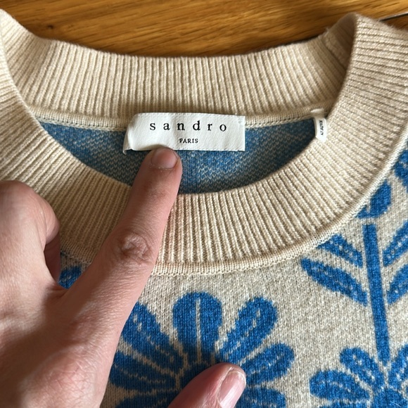 Sandro Hughes Floral wool and cashmere Jacquard sweater size 1/small - Picture 4 of 6